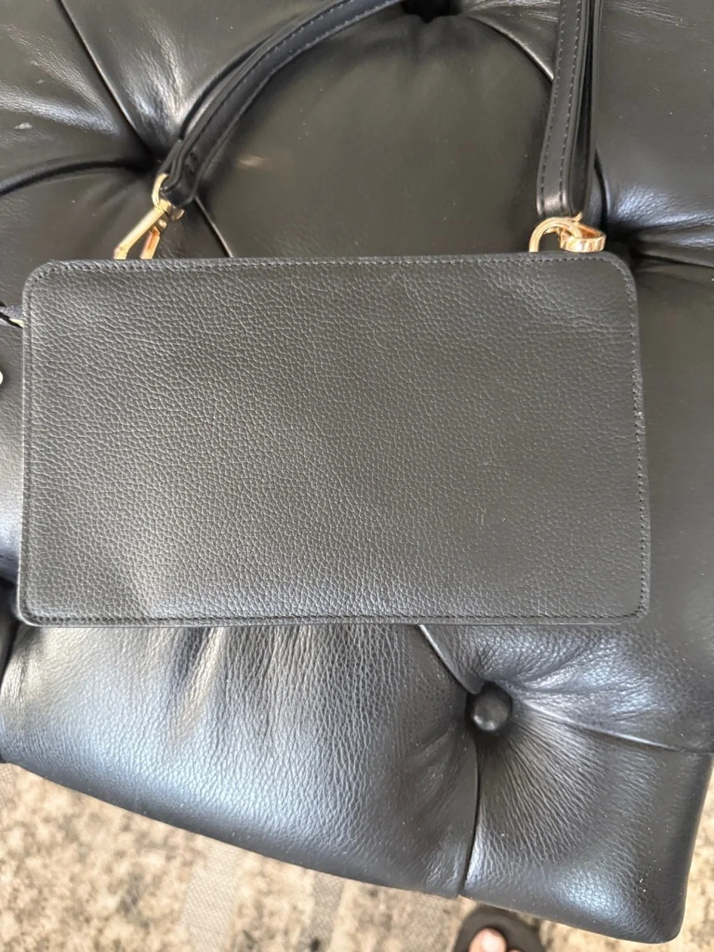 Coach Black Pebbled Leather Gold-Tone Crossbody Wallet - Picture 2 of 7